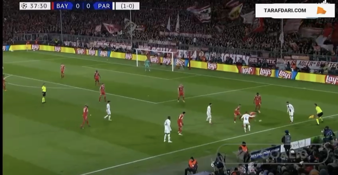 دفع توپ زیبای ماتیاس دلیخت روی اشتباه زومر (بایرن مونیخ 0-0 پاری سن ژرمن)
